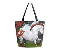 DJNGN Borsa tote in tela rosa e cavallo casual per lo shopping viaggio riutilizzabili