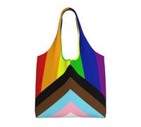 DJNGN Borse tote in tela Progress Gay Pride Lesbiche Arcobaleno Borsa per la spesa riutilizzabile Borsa a mano per lo shopping Regalo da spiaggia