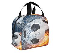 DJNGN Calcio Riutilizzabile Borsa Pranzo Palla In Fuoco Che Brucia E Acqua Alleggerimento Sport Passione Partita Di Calcio Scatola Pranzo Isolata Per Lavoro Picnic Scuola O Viaggio