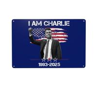 DJNGN Cartelli in metallo commemorativi Io sono Charlie Kirk Riposa in pace, eroe Charlie Kirk, cartelli in latta, 8x12 pollici, decorazione per esterni, interni, giardino, prato Y1012