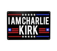DJNGN Cartelli in metallo commemorativi Io sono Charlie Kirk Riposa in pace, eroe Charlie Kirk, cartelli in latta, 8x12 pollici, decorazione per esterni, interni, giardino, prato N1014