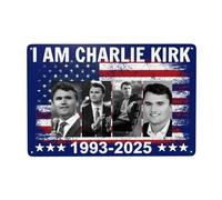 DJNGN Cartelli in metallo commemorativi Io sono Charlie Kirk Riposa in pace, eroe Charlie Kirk, cartelli in latta, 8x12 pollici, decorazione per esterni, interni, giardino, prato N1004