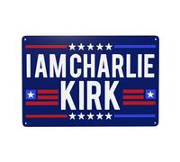DJNGN Cartelli in metallo commemorativi Io sono Charlie Kirk Riposa in pace, eroe Charlie Kirk, cartelli in latta, 8x12 pollici, decorazione per esterni, interni, giardino, prato N1016