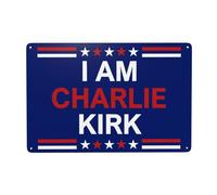 DJNGN Cartelli in metallo Io sono Charlie Kirk, commemorativi, Riposa in pace, eroe Charlie Kirk, cartelli in latta, 8x12 pollici, decorazione per esterni, interni, giardino, prato, N1024