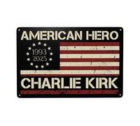 DJNGN Cartello da giardino Charlie Kirk American Hero con scritta Rip Charlie Kirk in latta, 8x12 pollici, decorazione da parete
