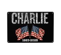DJNGN Cartello in metallo We Are Charlie Kirk, cartello in latta 8"X12", decorazione vintage, prato/giardino interno