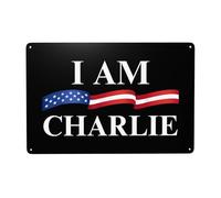 DJNGN Cartello Io sono Charlie Kirk con scritta Riposa in pace, in latta, 8x12 pollici, decorazione da parete