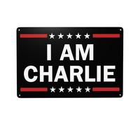 DJNGN Cartello Io sono Charlie Kirk con scritta Riposa in pace, in latta, 8x12 pollici, decorazione da parete