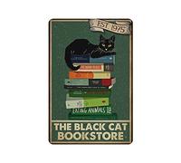 DJNGN Cat Bookstore Reading Poster Retro Metal Sign Targa in metallo Poster da parete per la casa Bar Cafe Bagno Cucina Garage Giardino Farm Man Cave Decor Regali originali