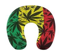 DJNGN Cuscino per il collo, foglia di erbaccia Rasta Flag Memory Foam Cuscino da viaggio Cuscino per la testa Cuscino Supporto Riposo per viaggi, guardare film, pisolino, ufficio, guida