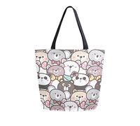 DJNGN Cute Cartoon Bear Panda Koala Canvas Tote Bag Tote shopping viaggio riutilizzabili