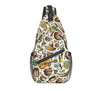 DJNGN Divertente borsa a tracolla per chitarra con cappelli dei cartoni animati, borsa a tracolla, zaino da trekking all'aperto per il fine settimana, adatto per uomini e donne