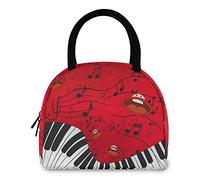 DJNGN Elegante borsa per il pranzo riutilizzabile con bocca per pianoforte e canto con tasca frontale chiusura a cerniera borsa termica termica termica per lavoro picnic viaggio spiaggia pesca