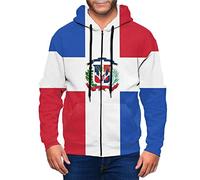 DJNGN Felpa con Cappuccio da Uomo con Cappuccio e Zip Intera con Bandiera della Repubblica Dominicana e Giacca con Tasca
