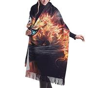 DJNGN Fire Tiger Roar Flame Animals Flaming Cashmere Scarf for Women Men Lightweight Unisex Fashion Soft Winter Scarves Fringe Shawl Wraps