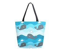 DJNGN Happy Whale Borsa in tela Borsa per la spesa riutilizzabile Borsa per il trasporto con manici