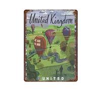 DJNGN Hot Air Balloons On The Prairie Retro pittura in ferro Targa in metallo vintage Targa in metallo Art Hanging Coffee Shop Bar Club Poster Targa per la casa Cucina Giardino Garage Wall Artwork Dec