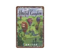 DJNGN Hot Air Balloons On The Prairie Retro pittura in ferro Targa in metallo vintage Targa in metallo Art Hanging Coffee Shop Bar Club Poster Targa per la casa Cucina Giardino Garage Wall Artwork Dec