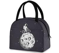 DJNGN I simpatici astronauti vanno in bicicletta sulla luna Borsa termica riutilizzabile per il pranzo Borsa termica termica per il rientro a scuola Lavoro Picnic Viaggi Pesca Spiaggia