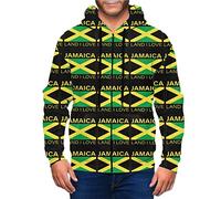 DJNGN Jamaica Land I Love Jamaican Flag Felpa con Cappuccio da Uomo con Zip Intera e Giacca con Tasca