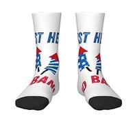 DJNGN Just Here To Bang July Of 4th Independence Day Ragazze Ragazzi Calzini da equipaggio Calzini sportivi morbidi Calzini antiscivolo per bambini