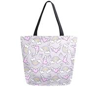 DJNGN Love with Wings Rainbow Borsa per la spesa riutilizzabile per la spesa Borsa in tela Grande borsa a tracolla pieghevole e lavabile per donna