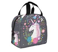 DJNGN L'unicorno è una vera grande borsa termica per il pranzo Arcobaleno Cartone animato Fata Stella Floreale Magia Animale Fantastico Citazione Portapranzo da donna per lavoro Escursionismo Picnic