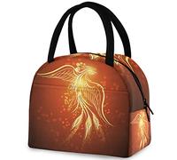 DJNGN Magic Phoenix Red - Borsa a mano riutilizzabile per il pranzo con tasca frontale, chiusura termica con cerniera termica, borsa termica per scuola, lavoro, picnic, viaggi, pesca, spiaggia