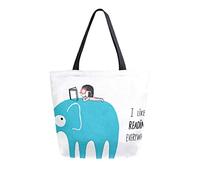 DJNGN Mi piace leggere ovunque Borsa tote in tela Borse per la spesa riutilizzabili Borsa per il trasporto con manici