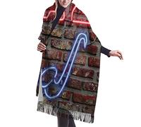 DJNGN Music Neon Jazz Saxophone On Brick Wall Cashmere Scarf for Women Men Lightweight Oversized Fashion Soft Winter Scarves Fringe Shawl Wraps