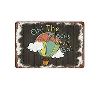 DJNGN Oh The Places She'll, Go, It's A Great Big World Poster Metal Tin Sign Garden Garage Kitchen Decor, Rustic Retro Iron Painting for Bar Cafe Club Bathroom Outdoor Home Wall Art Decor Regali