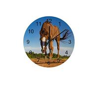 DJNGN Orologi da parete Orologio rotondo Senza ticchettio Movimento al quarzo Movimento silenzioso AA Batteria Ippocastano Purosangue Animale Decorazioni per la casa 12 pollici