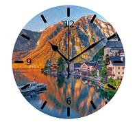 DJNGN Orologio da parete silenzioso senza ticchettio Le Alpi austriache con luce Decorativo alla moda Orologio rotondo a batteria per camera da letto Ufficio Scuola Casa Soggiorno