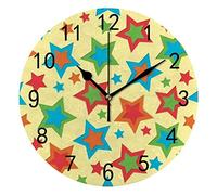 DJNGN Orologio da Parete Silenzioso Senza Ticchettio Stelle Luminose Colorate Decorativo Alla Moda Orologio Rotondo a Batteria per Camera da Letto Ufficio Scuola Casa Soggiorno,9.8 Pollici