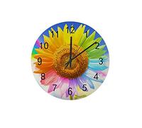 DJNGN Orologio silenzioso Orologio da parete 12" Girasole senza ticchettio Arcobaleno Nuvole bianche Orologio a batteria Creativo Decorazioni per la casa alla moda per cucina Ufficio Scuola Soggiorno