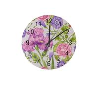 DJNGN Orologio silenzioso Orologio da parete 12" Iris senza ticchettio Rose Convolvolo Retro Orologio a batteria Creativo Decorazioni per la casa alla moda per cucina Ufficio Scuola Soggiorno