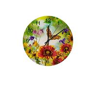 DJNGN Orologio silenzioso Orologio da parete 12" Senza ticchettio Fiori e farfalle nel giardino Orologio a batteria Creativo Decorazioni per la casa alla moda per cucina Ufficio Scuola Soggiorno