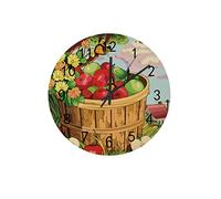 DJNGN Orologio silenzioso Orologio da parete 12" Senza ticchettio Frutta Cestino Orologio a batteria Creativo Decorazioni per la casa alla moda per cucina Ufficio Scuola Soggiorno