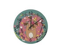 DJNGN Orologio silenzioso Orologio da parete 12" Senza ticchettio Primavera Cane Fiori Buona giornata Orologio a batteria Creativo Decorazioni per la casa alla moda per cucina Ufficio Scuola Soggiorn