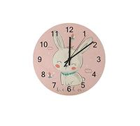 DJNGN Orologio silenzioso Orologio da parete 12" Senza ticchettio Simpatico coniglietto con uccelli Orologio a batteria Creativo Decorazioni per la casa alla moda per cucina Ufficio Scuola Soggiorno
