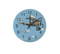DJNGN Orologio silenzioso Orologio da parete 12" Senza ticchettio Vecchio aeroplano Cielo Nuvole Orologio a batteria Creativo Decorazioni per la casa alla moda per cucina Ufficio Scuola Soggiorno