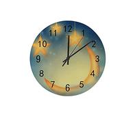 DJNGN Orologio silenzioso Orologio da parete 12" Senza ticchettioBuona notte stelle Luna Orologio a batteria Creativo Decorazioni per la casa alla moda per cucina Ufficio Scuola Soggiorno