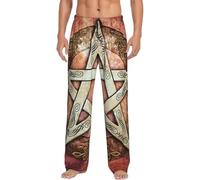 DJNGN Pantaloni da pigiama da uomo con pentagramma e strega magica, pantaloni da pigiama con tasche, pantaloni da pigiama neri