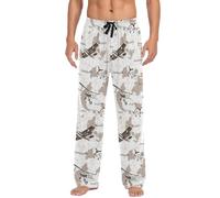 DJNGN Pantaloni del pigiama da uomo con mappa del mondo e aerei, ideali per dormire e rilassarsi, con tasche.