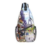 DJNGN Paris Street Scene Borsa a tracolla per la Torre Eiffel, borsa a tracolla, zaino da trekking all'aperto per il fine settimana, adatto per uomini e donne