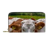 DJNGN Portafoglio Pelle Pelle Zip Borsa Lunga Animali Divertenti Mucche Agricoltura