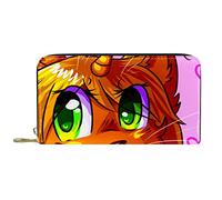 DJNGN Portafoglio Pelle Pelle Zip Borsa Lunga Chibi Cat Unicorn Anime