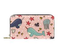 DJNGN Portafoglio Pelle Pelle Zip Portafoglio lungo Whale star octopus