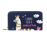DJNGN Portafoglio per donna Pochette per donna Portacarte Organizzatore Borsa con cerniera in pelle Divertente Alpaca Scelgo di essere un unicorno