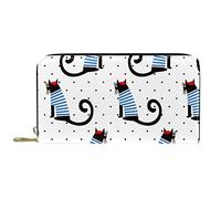 DJNGN Portafoglio per donna Pochette per donna Portacarte Organizzatore Borsa con cerniera in pelle Divertente Cute Cats Kitten Dots Pattern